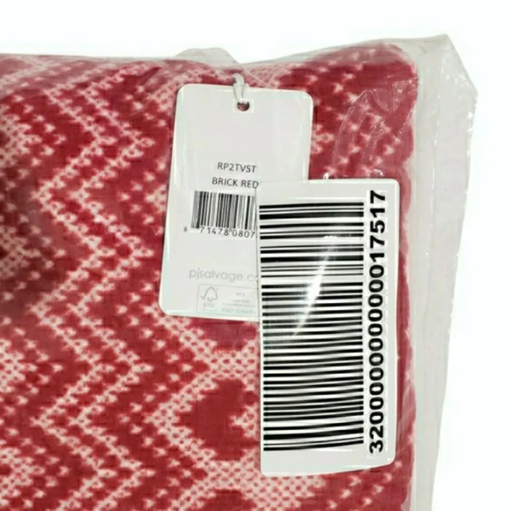 PJ Salvage Fair Isle Hearts Thermal Velour Pajama Set Medium Brick Red & Socks ❤
